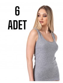 Gümüş Geniş Askılı Düz Kadın Atlet Gri 12 li Paket