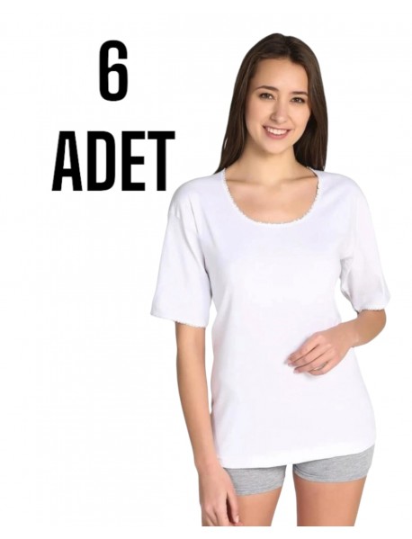 Gümüş Kadın Yarım Kol Atlet Beyaz 6 Lı Paket