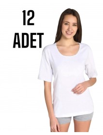 Gümüş Kadın Yarım Kol Atlet Beyaz 12 Li Paket