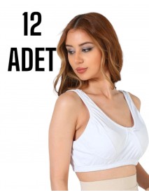 Gümüş Kadın Yarım Atlet Penye Body Sütyen Beyaz 12 Li Paket