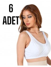 Gümüş Kadın Yarım Atlet Penye Body Sütyen Beyaz 6 Lı Paket