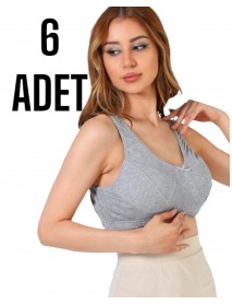 Gümüş Kadın Yarım Atlet Penye Body Sütyen Gri 6 Lı Paket