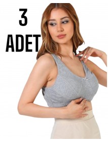 Gümüş Kadın Yarım Atlet Penye Body Sütyen Gri 3 Lü Paket