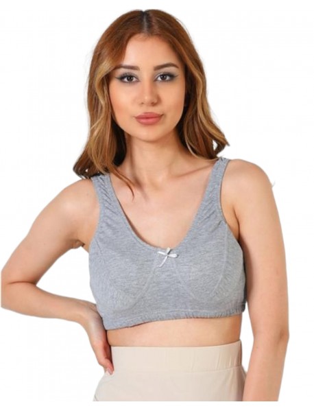 Gümüş Kadın Yarım Atlet Penye Body Sütyen Gri 6 Lı Paket
