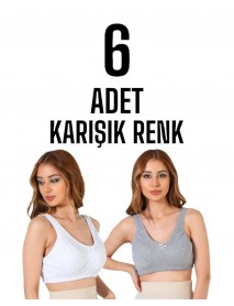 Gümüş Kadın Yarım Atlet Penye Body Sütyen Karışık 6 Lı Paket