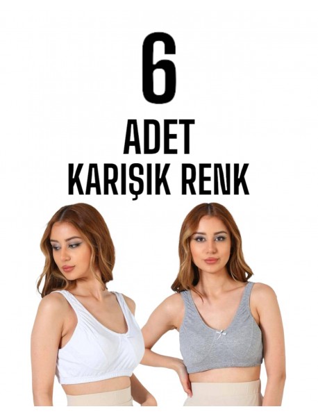 Gümüş Kadın Yarım Atlet Penye Body Sütyen Karışık 6 Lı Paket