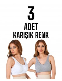 Gümüş Kadın Yarım Atlet Penye Body Sütyen Karışık 3 Lü Paket