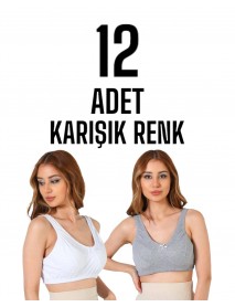 Gümüş Kadın Yarım Atlet Penye Body Sütyen Karışık 12 Li Paket