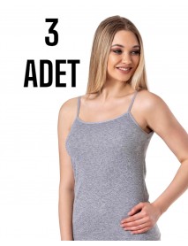 Gümüş İp Askılı Düz Kadın Atlet Siyah 6 lı Paket