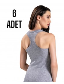 Gümüş Kadın Likra Sporcu Atlet Standart Beden Beyaz 6 Lı Paket