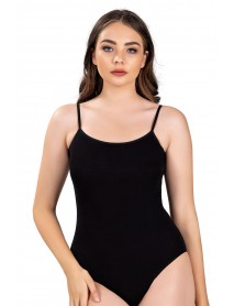 Gümüş Kadın İp Askı Zıbın Çıtçıtlı Body Siyah 12 li Paket