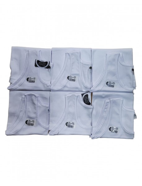 Gümüş Kız Çocuk Kalın Askılı Taşlı Atlet Beyaz 6 Lı Paket