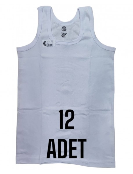 Gümüş Erkek Çocuk Licra Kolsuz Atlet Beyaz 12 li Paket