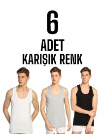 Sedef Yıldızı Erkek Penye Askılı Kolsuz Atlet Karışık 6 Lı Paket