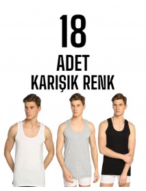 Sedef Yıldızı Erkek Penye Askılı Kolsuz Atlet Karışık 18 Li Paket
