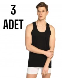 Sedef Yıldızı Erkek Penye Askılı Kolsuz Atlet Siyah 3 Lü Paket