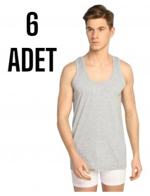 Sedef Yıldızı Erkek Penye Askılı Kolsuz Atlet Gri 6 Lı Paket