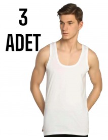 Sedef Yıldızı Erkek Penye Askılı Kolsuz Atlet Beyaz 3 Lü Paket