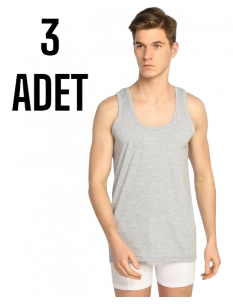  Sedef Yıldızı Erkek Penye Askılı Kolsuz Atlet Gri 3 Lü Paket