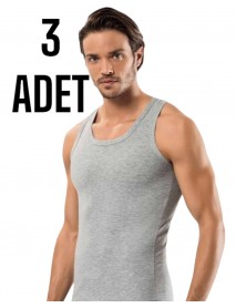 Sedef Yıldızı Erkek Likralı Askılı Atlet Gri 3 Lü Paket