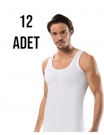 Sedef Yıldızı Erkek Likralı Askılı Atlet Beyaz 12 Li Paket
