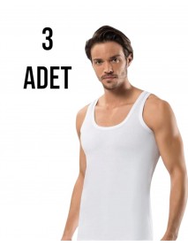 Sedef Yıldızı Erkek Likralı Askılı Atlet Beyaz 3 Lü Paket