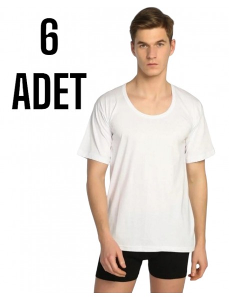 Sedef Yıldızı Erkek Penye Yarım Kol Atlet Beyaz 6 Lı Paket