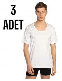 Sedef Yıldızı Erkek Penye Yarım Kol Atlet Beyaz 3 Lü Paket