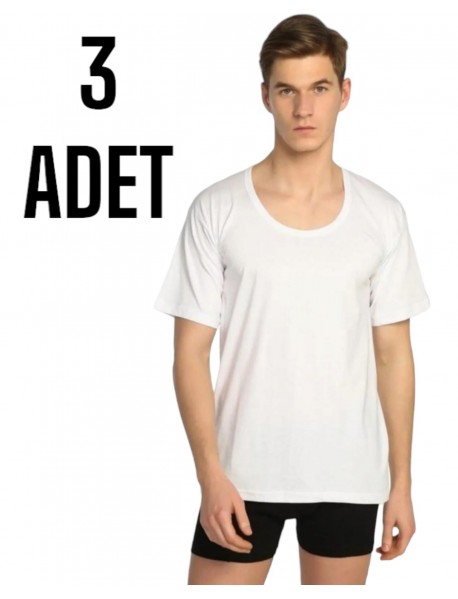 Sedef Yıldızı Erkek Penye Yarım Kol Atlet Beyaz 3 Lü Paket