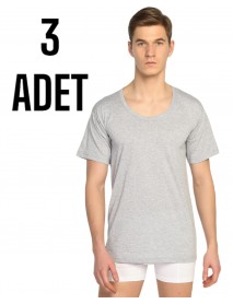 Sedef Yıldızı Erkek Penye Yarım Kol Atlet Gri 3 Lü Paket