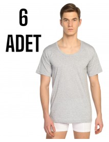 Sedef Yıldızı Erkek Penye Yarım Kol Atlet Gri 6 Lı Paket