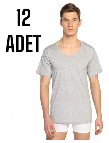 Sedef Yıldızı Erkek Penye Yarım Kol Atlet Gri 12 Li Paket