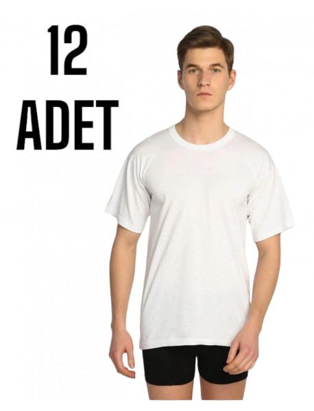 Sedef Yıldızı Erkek Penye Kapalı Yaka Atlet Beyaz 12 Li Paket