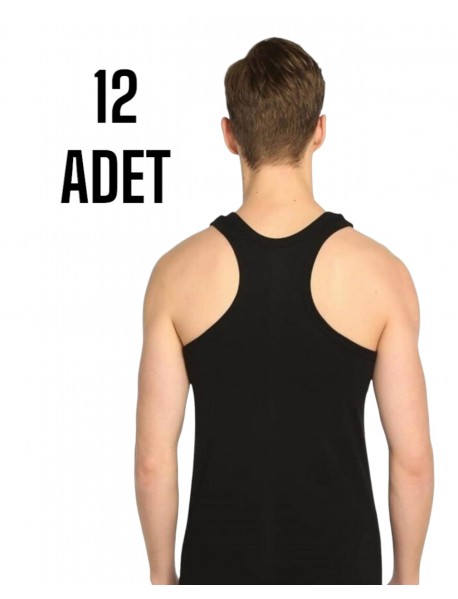 Sedef Yıldızı Erkek Arkası Çapraz Rambo Atlet Siyah 12 Li Paket