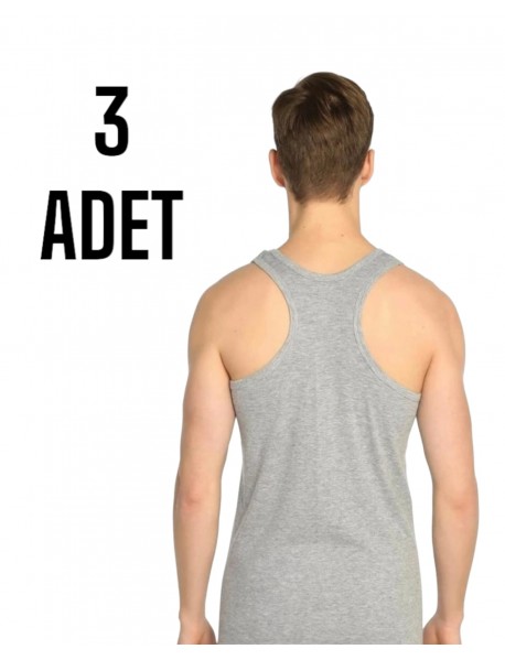 Sedef Yıldızı Erkek Arkası Çapraz Rambo Atlet Gri 3 Lü Paket