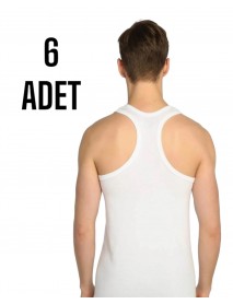 Sedef Yıldızı Erkek Arkası Çapraz Rambo Atlet Beyaz 6 Lı Paket