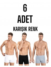 Gümüş Erkek Licra Boxer Şort Karışık 6 Lı Paket