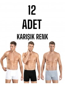 Gümüş Erkek Licra Boxer Şort Karışık 12 Li Paket